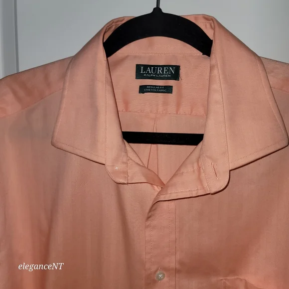 Ralph Lauren Men's Peach Long Sleeve Regular Fit Shirt Sz: XL (17 1/2 collar) - Picture 7 of 10